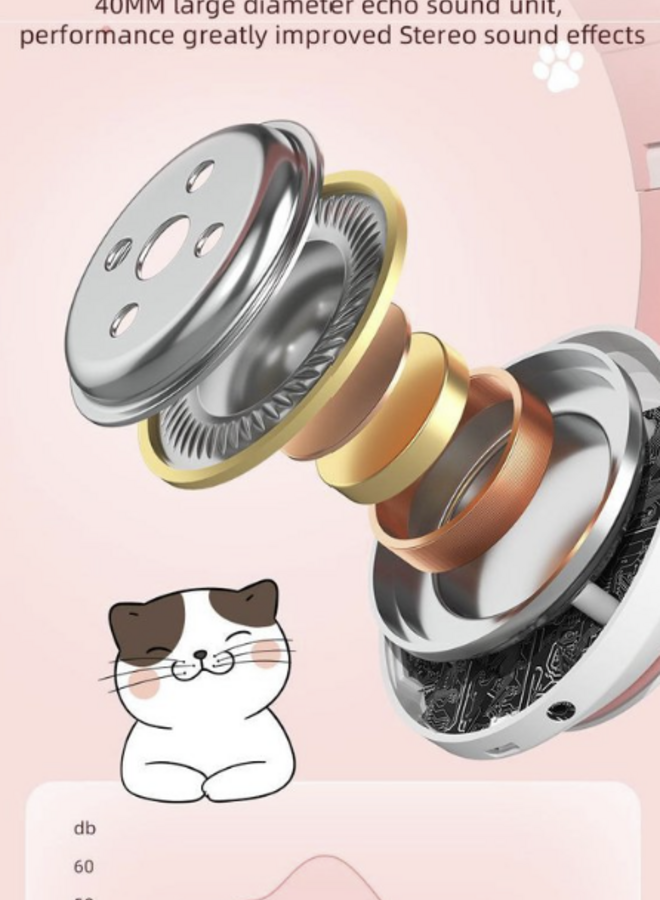 Volkano Whisker Series Bluetooth Cat Ear  Headphones - Aqua