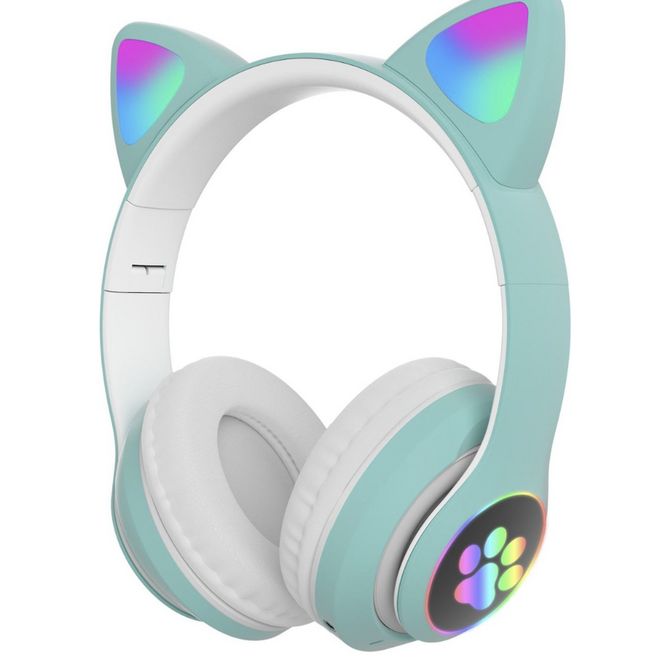 Volkano Whisker Series Bluetooth Cat Ear  Headphones - Aqua
