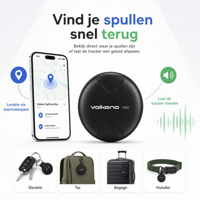 Volkano Google and Apple Hybrid Trace Tag Black