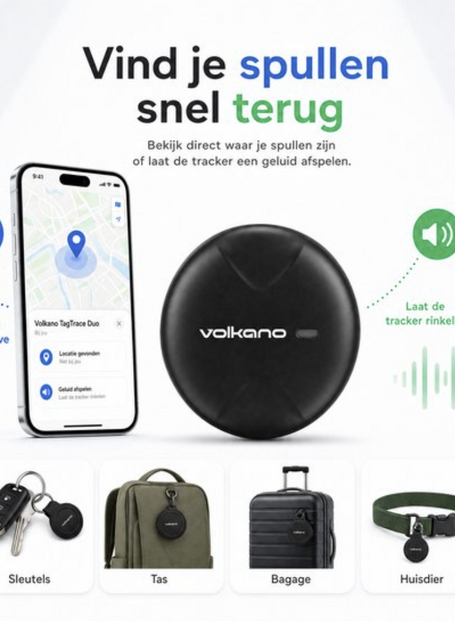 Volkano Google and Apple Hybrid Trace Tag Black
