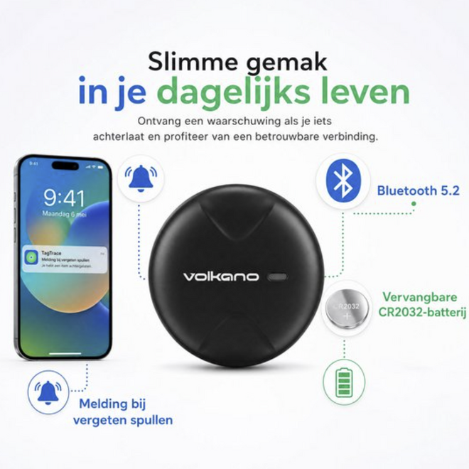 Volkano Google and Apple Hybrid Trace Tag Black