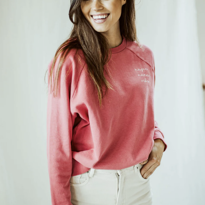 Elle and Rapha - Sweater MAMA classic fit Sweet raspberry