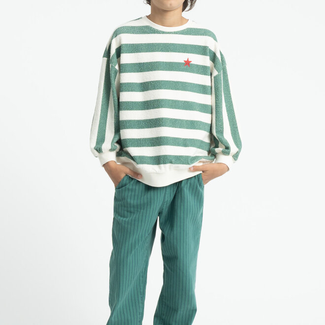 Piupiuchick - Sweatshirt ecru & green stripes "piupiuchick"