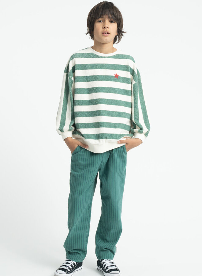 Piupiuchick - Sweatshirt  ecru & green stripes "piupiuchick"