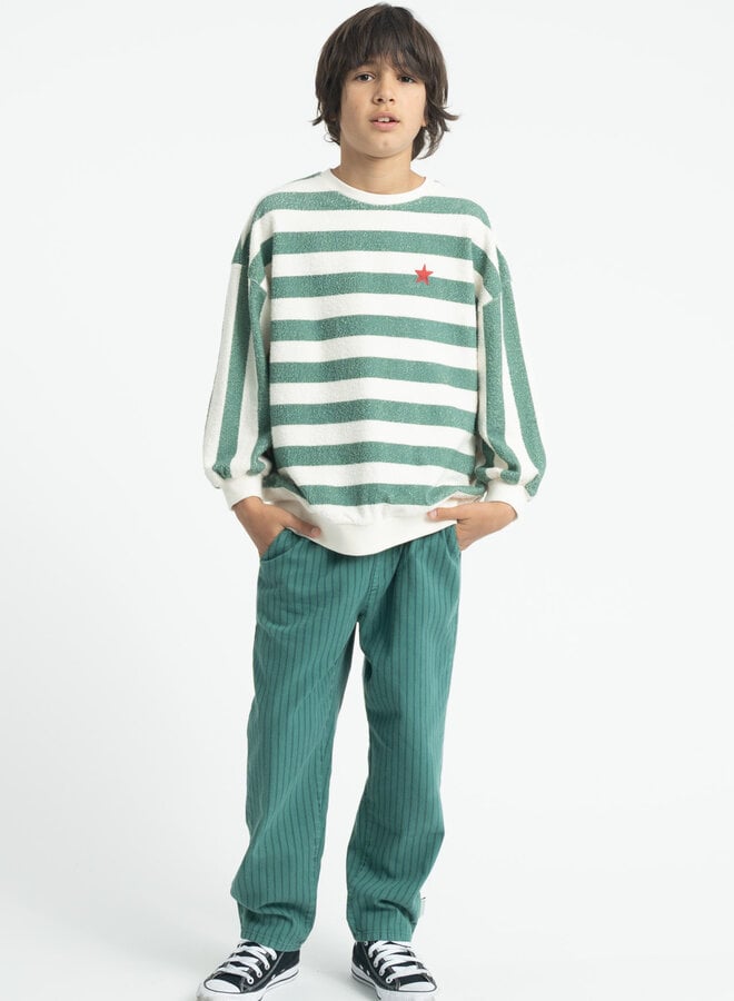 Piupiuchick - Sweatshirt ecru & green stripes "piupiuchick"