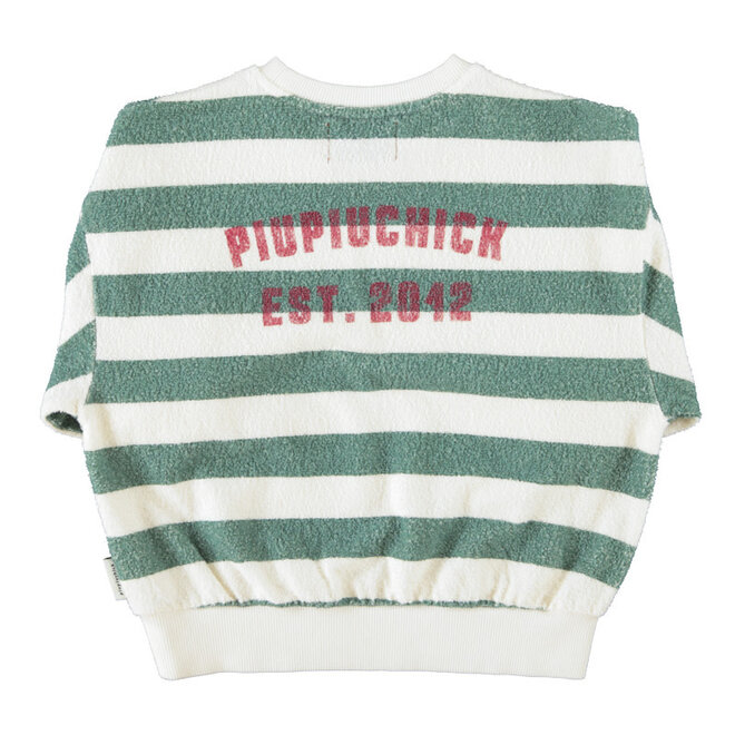 Piupiuchick - Sweatshirt  ecru & green stripes "piupiuchick"