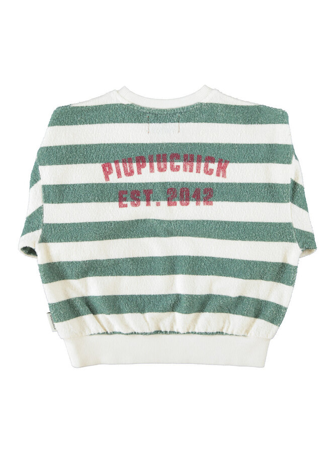 Piupiuchick - Sweatshirt  ecru & green stripes "piupiuchick"