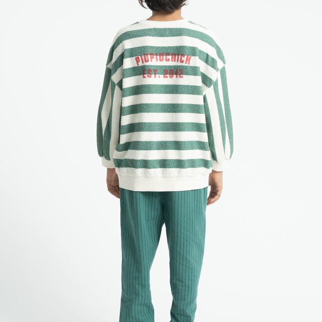 Piupiuchick - Sweatshirt  ecru & green stripes "piupiuchick"