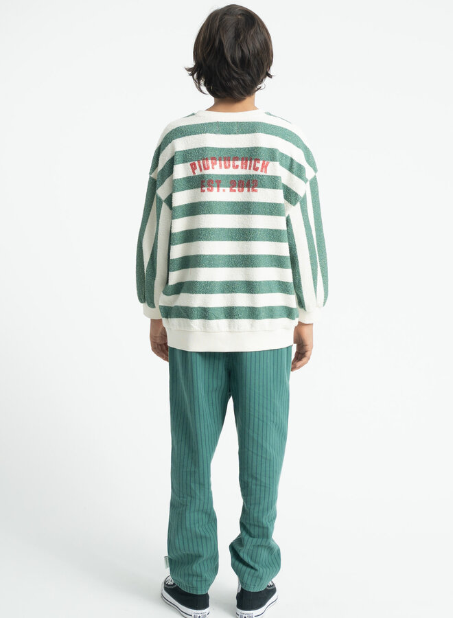 Piupiuchick - Sweatshirt  ecru & green stripes "piupiuchick"