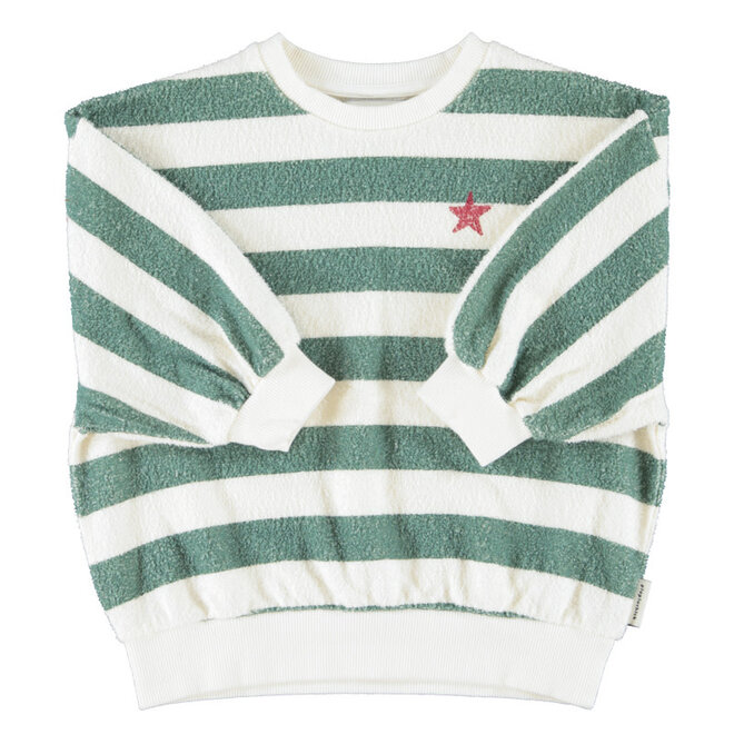 Piupiuchick - Sweatshirt  ecru & green stripes "piupiuchick"