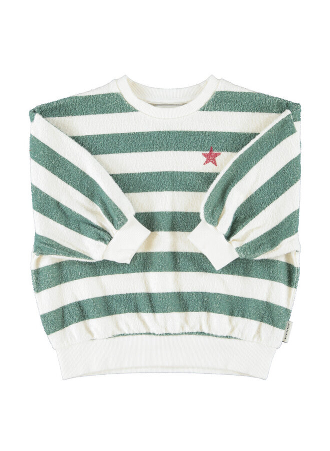 Piupiuchick - Sweatshirt  ecru & green stripes "piupiuchick"