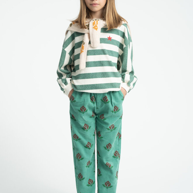 Piupiuchick - Sweatshirt  ecru & green stripes "piupiuchick"