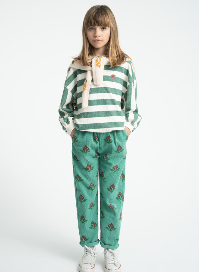 Piupiuchick - Sweatshirt  ecru & green stripes "piupiuchick"