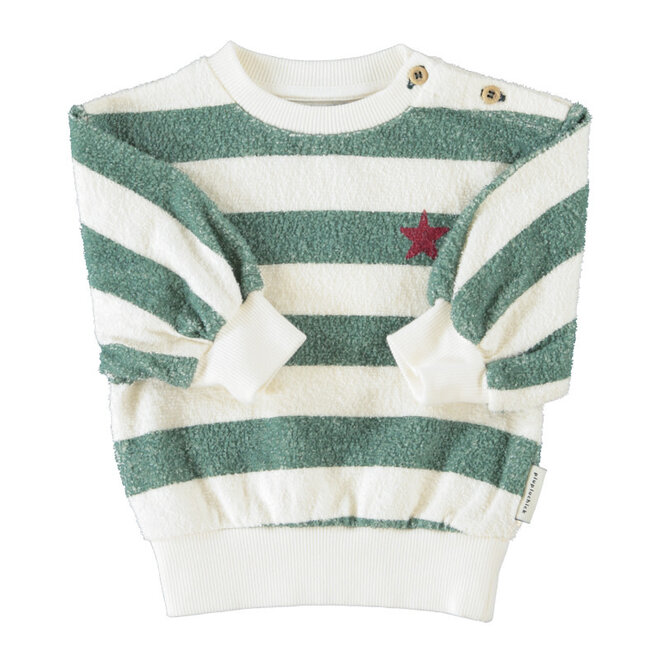 Piupiuchick - Sweatshirt baby ecru & green stripes "piupiuchick"