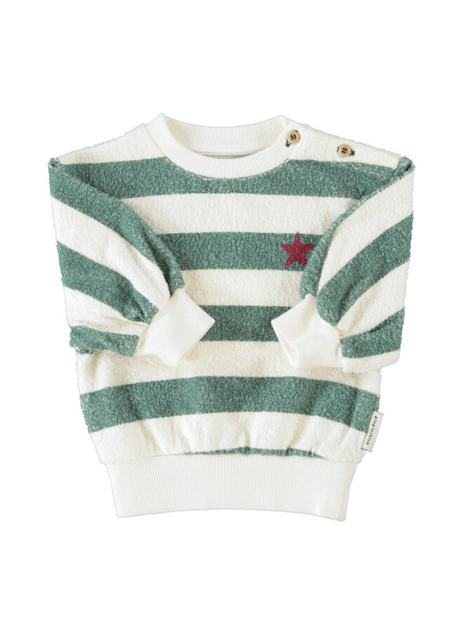 Piupiuchick - Sweatshirt baby ecru & green stripes "piupiuchick"