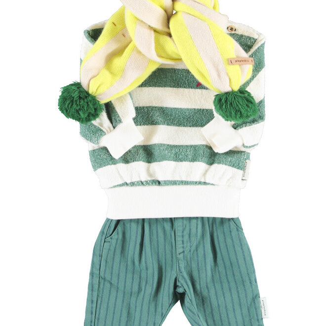 Piupiuchick - Sweatshirt baby ecru & green stripes "piupiuchick"