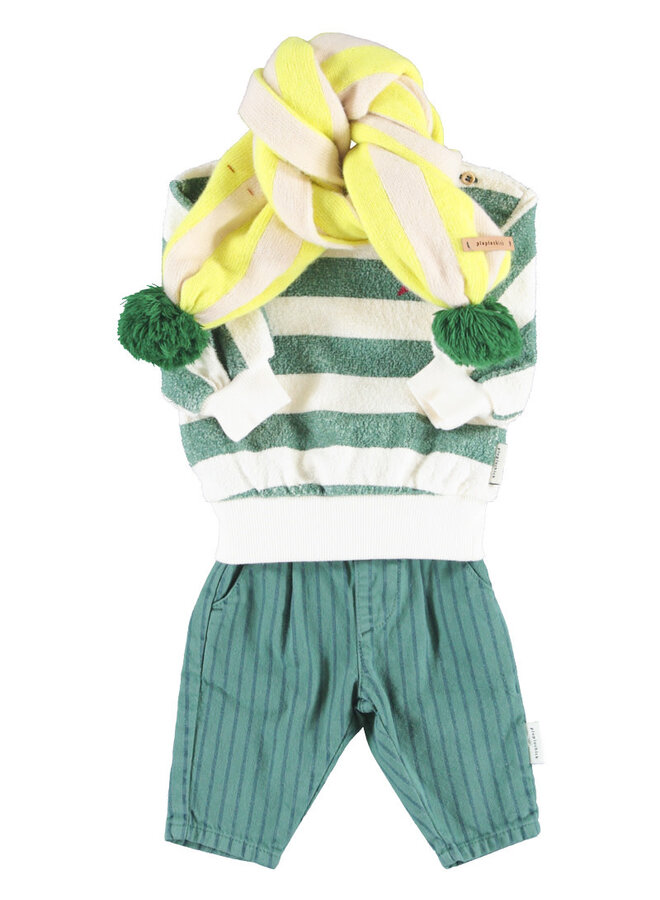 Piupiuchick - Sweatshirt baby ecru & green stripes "piupiuchick"