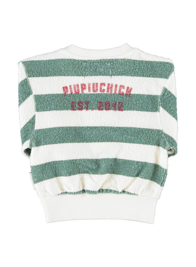 Piupiuchick - Sweatshirt baby ecru & green stripes "piupiuchick"