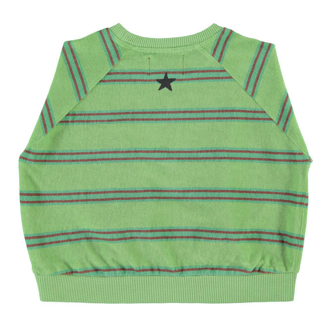 Piupiuchick - Terry  sweatshirt green double stripes