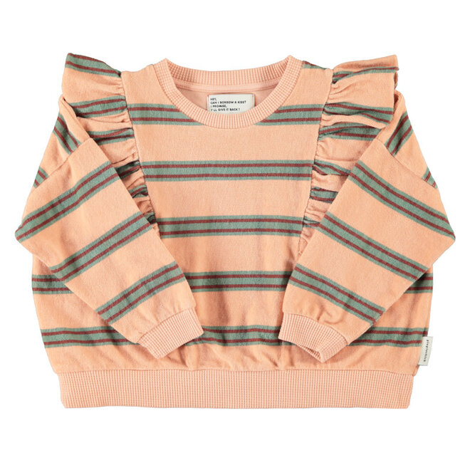 Piupiuchick - Terry sweatshirt pink double stripes