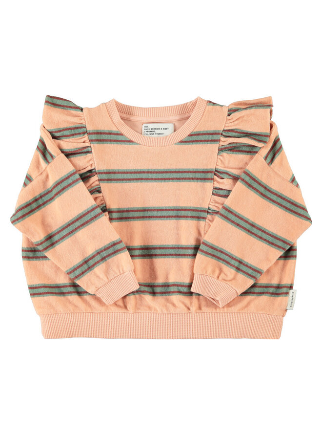 Piupiuchick - Terry sweatshirt pink double stripes