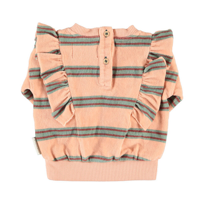 Piupiuchick - Terry sweatshirt baby pink double stripes