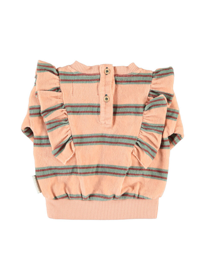 Piupiuchick - Terry sweatshirt baby pink double stripes