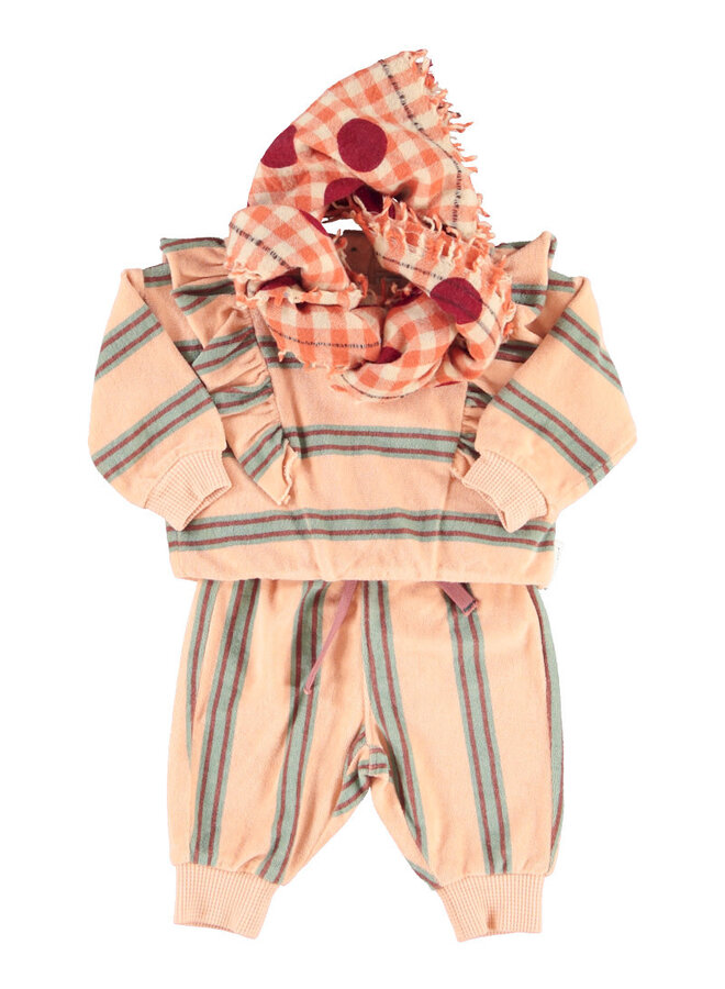 Piupiuchick - Terry sweatshirt baby pink double stripes