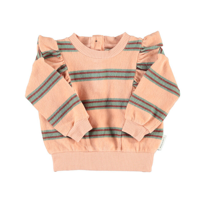 Piupiuchick - Terry sweatshirt baby pink double stripes