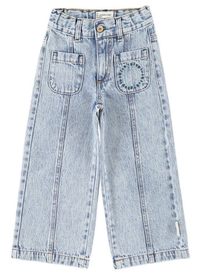 Piupiuchick - Flare trousers faded light blue denim