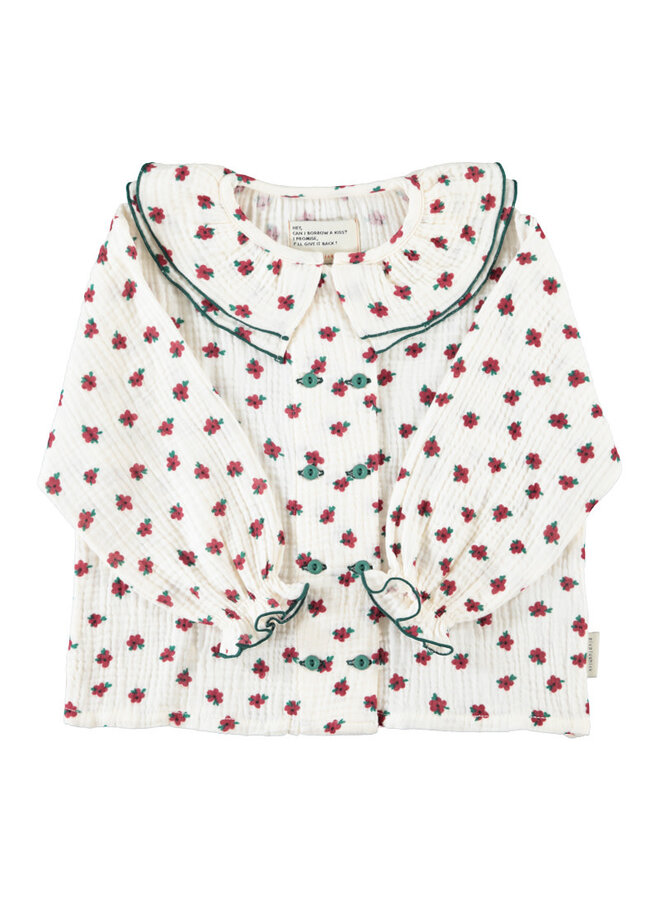 Piupiuchick - Blouse double collar ecru little flowers