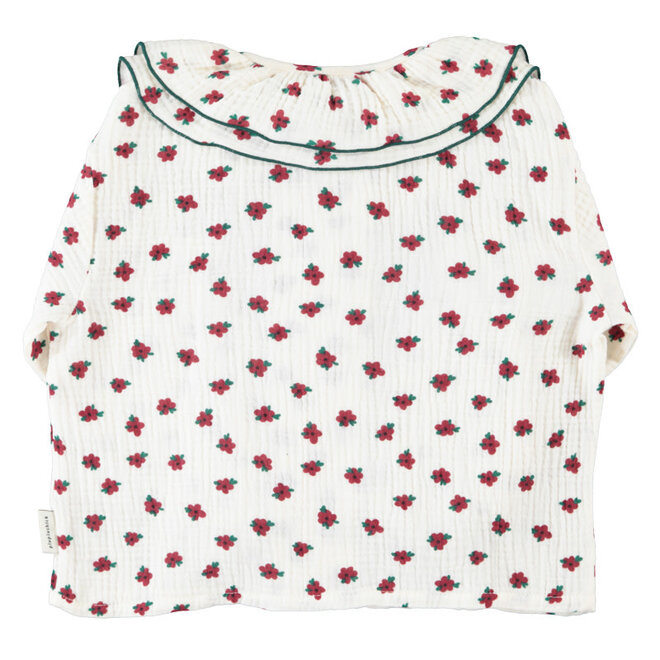 Piupiuchick - Blouse double collar ecru  little flowers