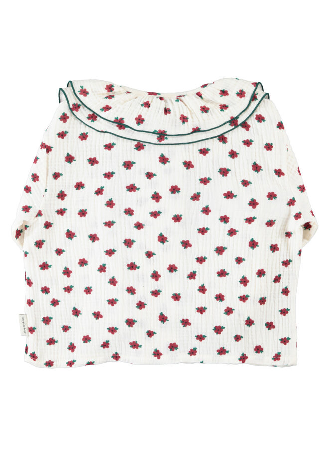 Piupiuchick - Blouse double collar ecru  little flowers