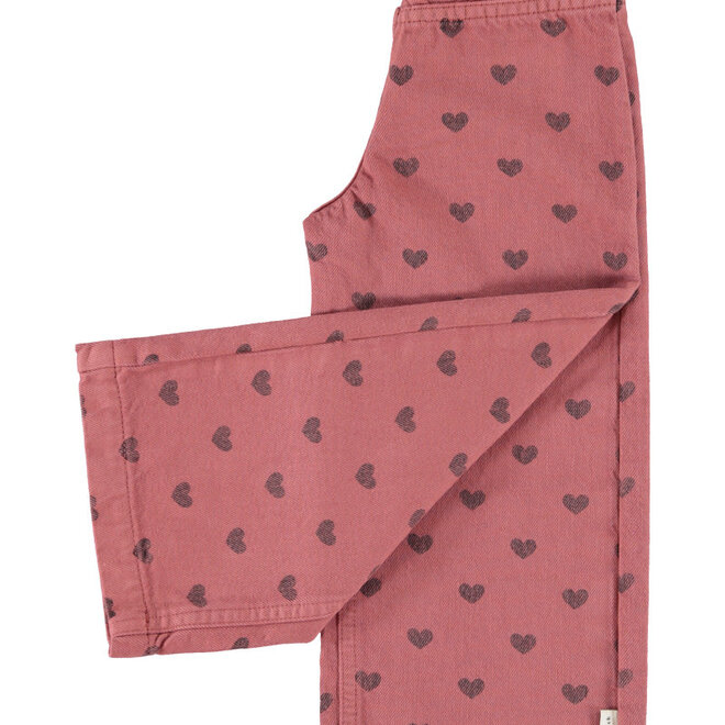 Piupiuchick - Flare trousers pink black hearts