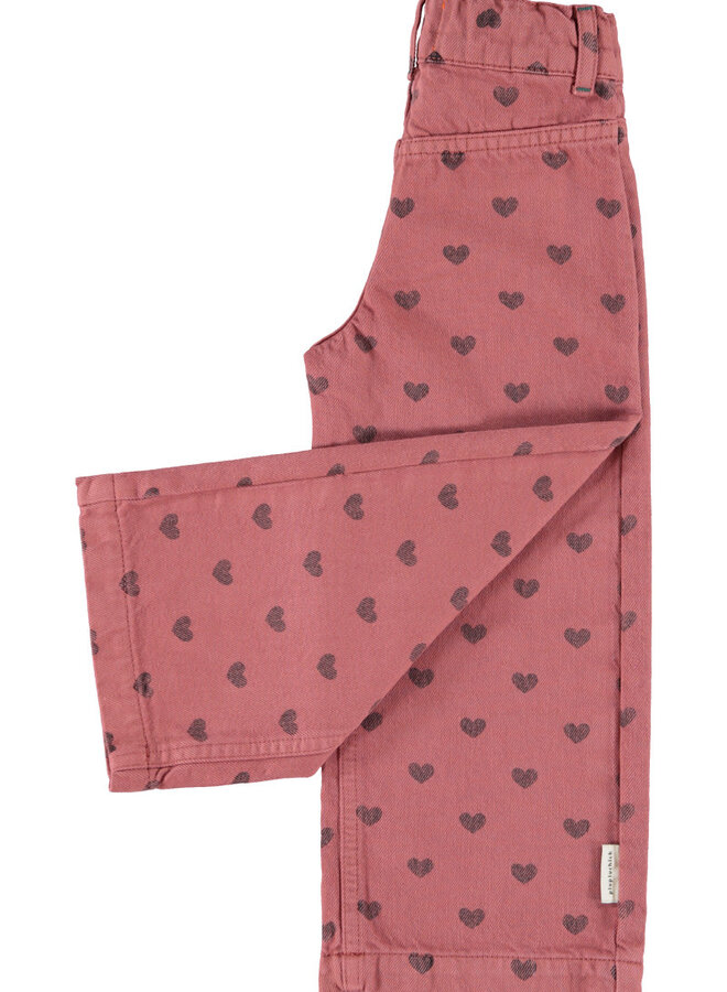 Piupiuchick - Flare trousers pink black hearts
