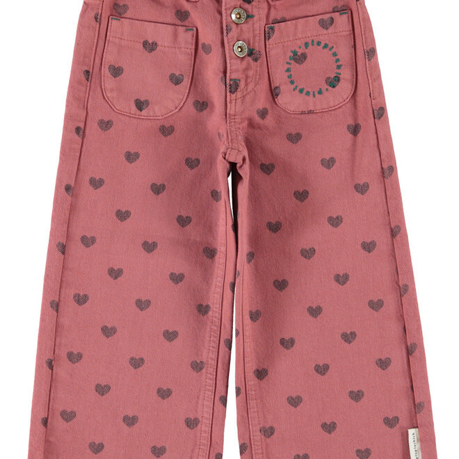 Piupiuchick - Flare trousers pink black hearts