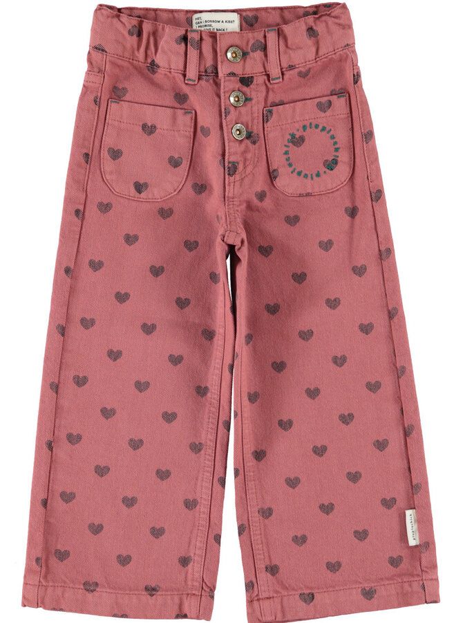 Piupiuchick - Flare trousers pink black hearts