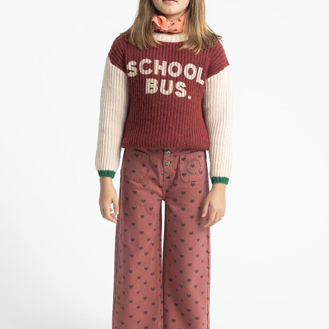 Piupiuchick - Flare trousers pink black hearts