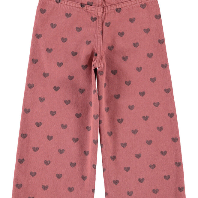 Piupiuchick - Flare trousers pink black hearts