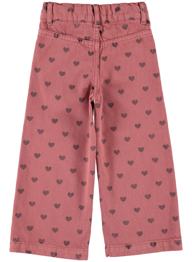 Piupiuchick - Flare trousers pink black hearts