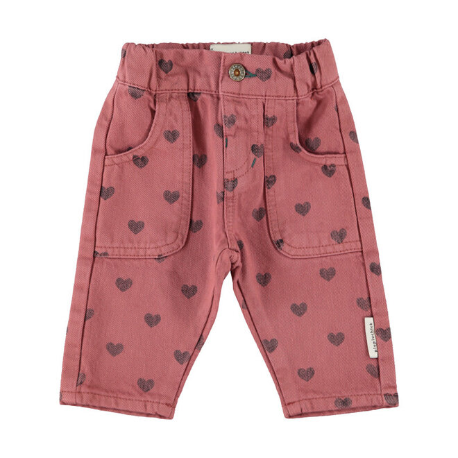 Piupiuchick - Baby trousers pink black hearts