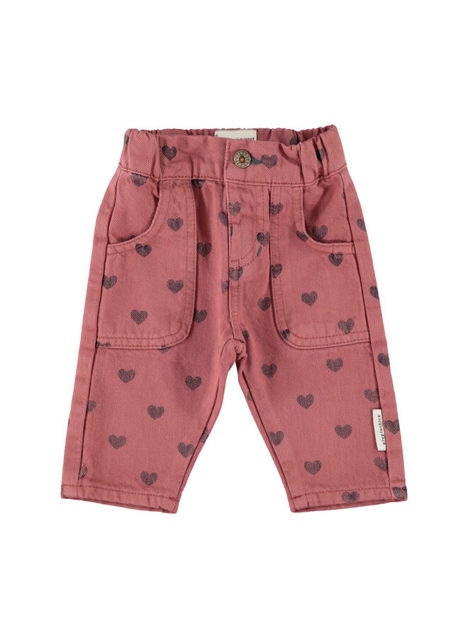 Piupiuchick - Baby trousers pink black hearts