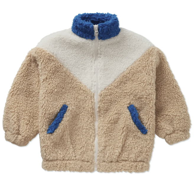 Sproet & Sprout - Teddy jacket colourblock Blue sand