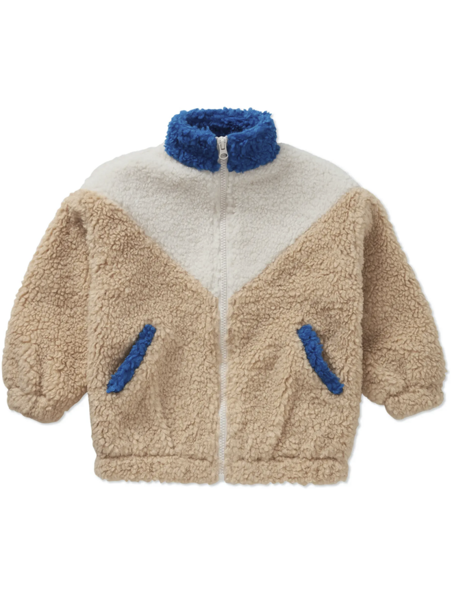 Sproet & Sprout - Teddy jacket colourblock Blue sand