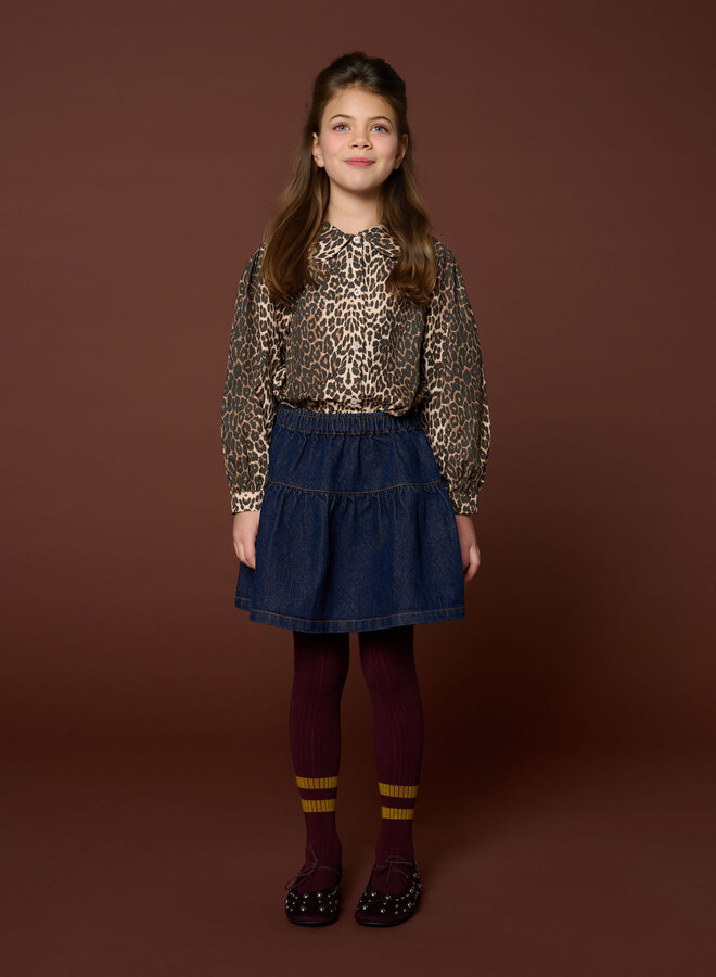 Petit Blush - Collar Blouse - Leopard AOP