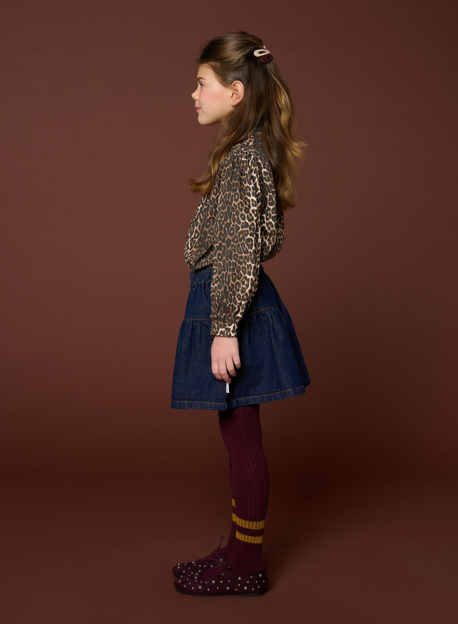 Petit Blush - Collar Blouse - Leopard AOP
