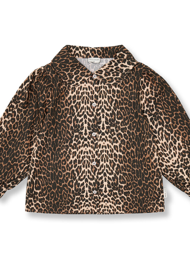 Petit Blush - Collar Blouse - Leopard AOP