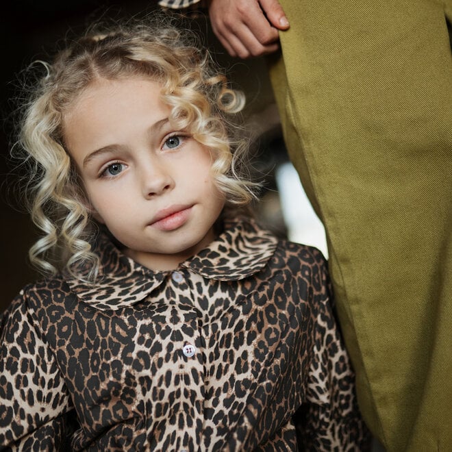 Petit Blush - Collar Blouse - Leopard AOP