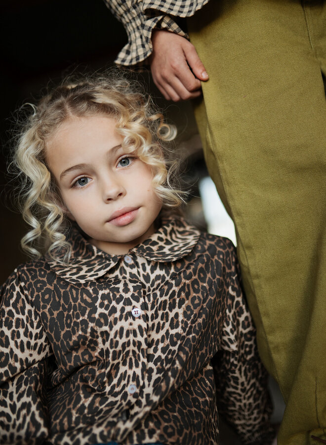 Petit Blush - Collar Blouse - Leopard AOP