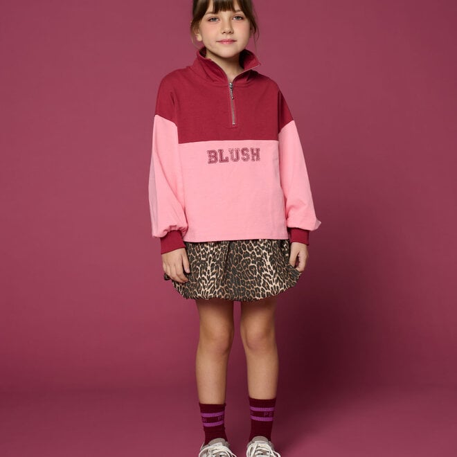 Petit Blush - Zipper sweater Blush Color block